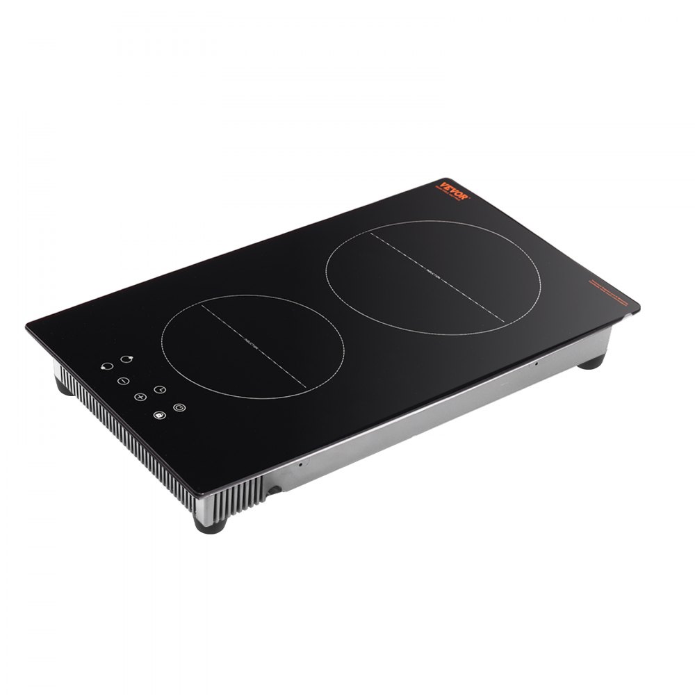 VEVOR Induction Cooktop, 3400W Electric Countertop Burner, 2 Burner Touch Control Stove, Built-in Induction Cooktop with 9 Power Settings, Child Safety Lock, Timer, Glass Surface