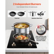 1800W 2 Burner Induction Cooktop Electric Countertop Burner Knob Control