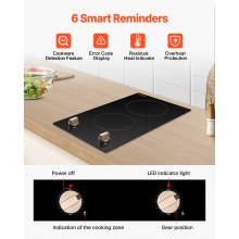 VEVOR 1800W 2 Burner Induction Cooktop Electric Countertop Burner Knob Control