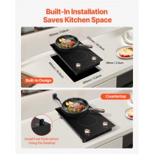 VEVOR 1800W 2 Burner Induction Cooktop Electric Countertop Burner Knob Control