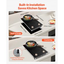 VEVOR 3500W 2 Burner Induction Cooktop Electric Countertop Burner Knob Control