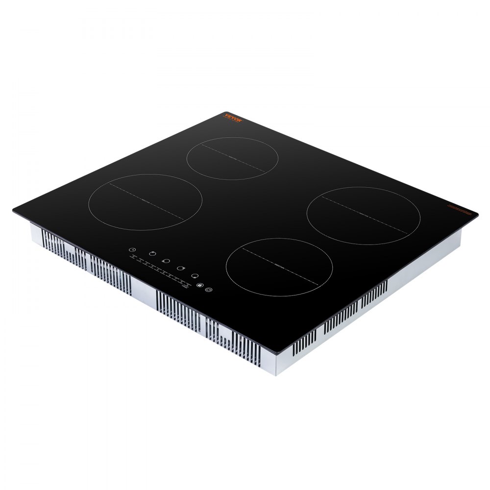 VEVOR Induction Cooktop, 6000W Electric Countertop Burner, 4 Burner Touch Control Stove, Built-in Induction Cooktop with 9 Power Settings, Child Safety Lock, Timer, Glass Surface
