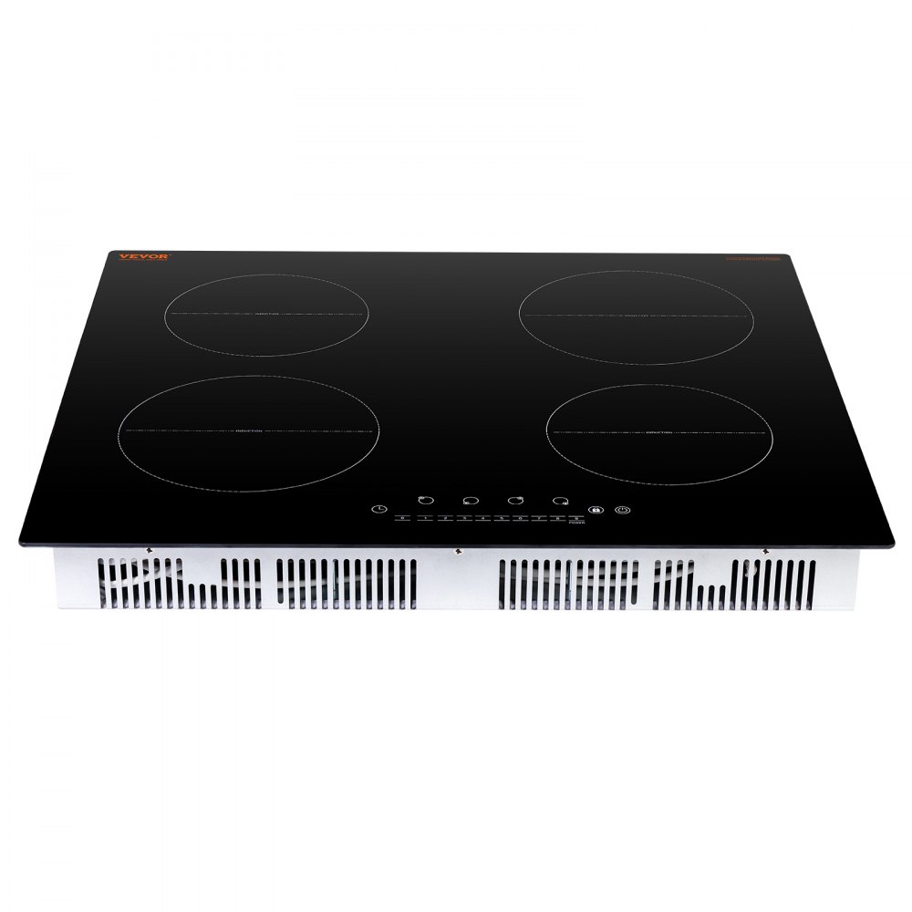 VEVOR Induction Cooktop, 6000W Electric Countertop Burner, 4 Burner Touch Control Stove, Built-in Induction Cooktop with 9 Power Settings, Child Safety Lock, Timer, Glass Surface
