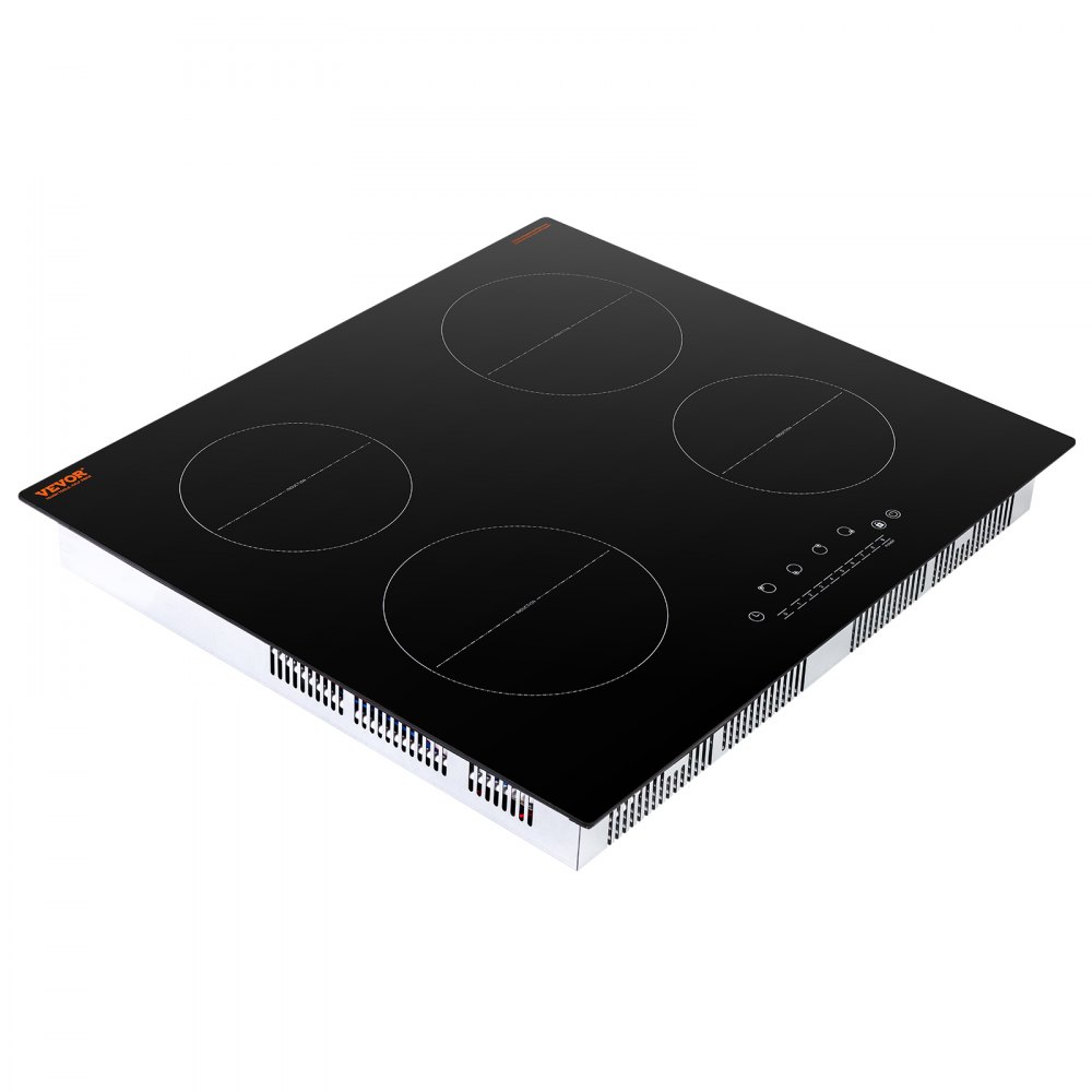 VEVOR Induction Cooktop, 6000W Electric Countertop Burner, 4 Burner Touch Control Stove, Built-in Induction Cooktop with 9 Power Settings, Child Safety Lock, Timer, Glass Surface
