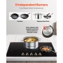 9200W 5 Burner Induction Cooktop Electric Countertop Burner Knob Control