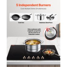 VEVOR 9200W 5 Burner Induction Cooktop Electric Countertop Burner Knob Control