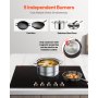 9200W 5 Burner Induction Cooktop Electric Countertop Burner Knob Control