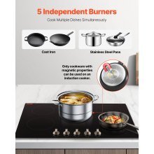 VEVOR 9200W 5 Burner Induction Cooktop Electric Countertop Burner Knob Control