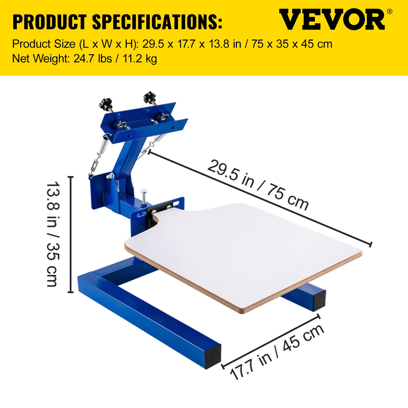 VEVOR Screen Printing Machine Press 1 Color 1 Station Silk Screen Printing Machine Adjustable Double Spring Devices (1 Color 1 Station)