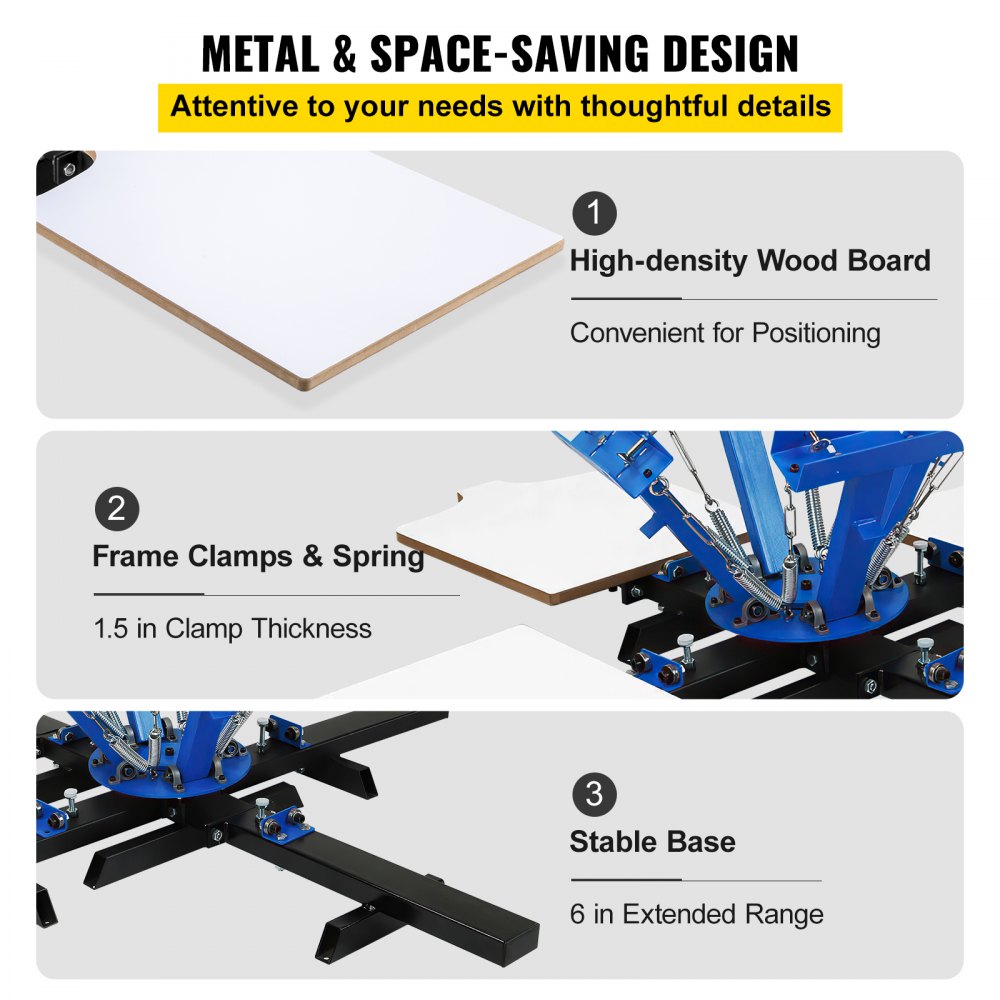 VEVOR Screen Printing Machine Silk Screen Printing Machine Screen Printing Press 4 Color 4 Station Removable Pallet Special Design (4 Color 4 Station)