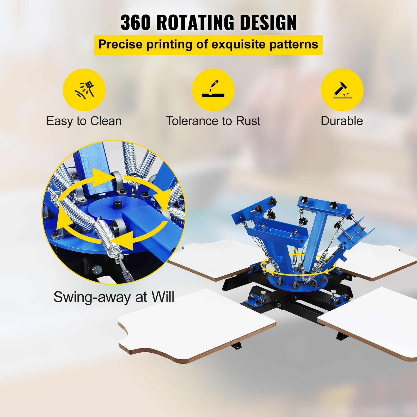 VEVOR Screen Printer 4 Color 4 Station Silk Screen Printing Kit 55x45cm T-Shirt Screen Printing Machine Screenprint Press