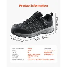 VEVOR Alloy Toe Shoes for Men US Size 11 Athletic Work Shoe Sneakers Black
