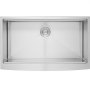 stainless steel VEVOR farmhouse sink with center drain and smooth brushed finish.