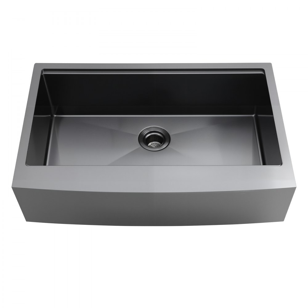 VEVOR 33-inch Kitchen Undermount Single Bowl Sinks, Stainless Steel Drop-In Farmhouse Basin with Ledge & Accessories, Household Dishwasher Sinks for RV, Prep Kitchen, Laundry Room, Bar
