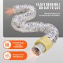 VEVOR Dryer Vent Hose, 5'' Insulated Flexible Duct 25FT Long with 2 Duct Clamps, Heavy-Duty Three Layer Protection for HVAC Heating Cooling Ventilation and Exhaust, R-4.2 Flame Resistance Value