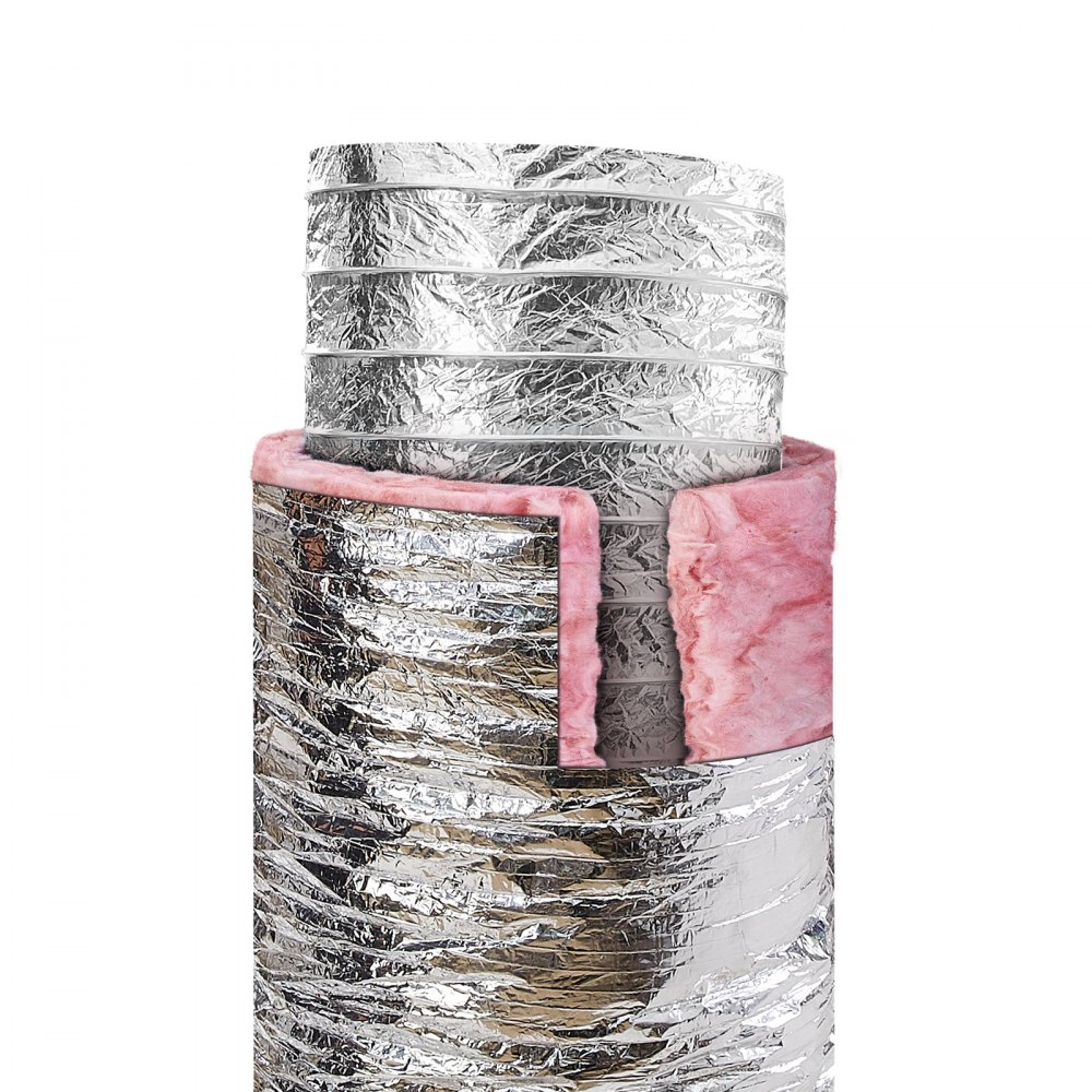 VEVOR dryer vent hose with silver foil and pink insulation.