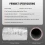 VEVOR Dryer Vent Hose, 101.6MM Insulated Flexible Duct 7.62M Long with 2 Duct Clamps, Heavy-Duty Three Layer Protection for HVAC Heating Cooling Ventilation and Exhaust, R-6.0 Flame Resistance Value
