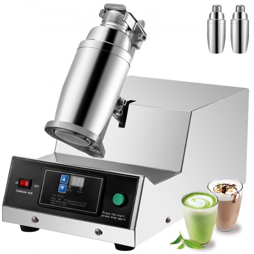 VEVOR Electric Milk Tea Shaker Machine 400r/min Stainless Steel Double-Cup Auto for Restaurant