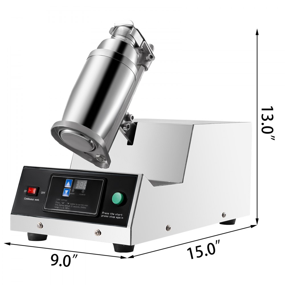 VEVOR Electric Milk Tea Shaker Machine 400r/min Stainless Steel Double-Cup Auto for Restaurant