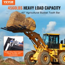 VEVOR Clamp on Debris Forks to 60" Bucket, 4560 lbs Capacity Heavy Duty Clamp on Pallet Forks Bucket Attachments, Fit for Loader Bucket Skidsteer Tractor to Clean up Fallen Limbs Debris or Yard Wwaste