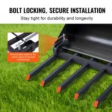 VEVOR Clamp on Debris Forks to 60" Bucket, 4560 lbs Capacity Heavy Duty Clamp on Pallet Forks Bucket Attachments, Fit for Loader Bucket Skidsteer Tractor to Clean up Fallen Limbs Debris or Yard Wwaste