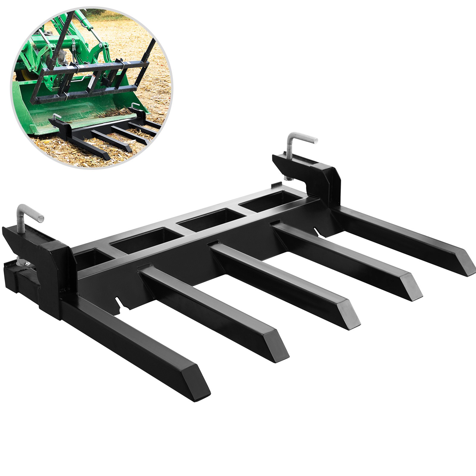 Sweiko Debris Forks for 48" Bucket, Clamp-on Forks for Tractor 2500LBS Loading Capacity, Tractor Forks Attachment for Bucket, Clamp on Debris Forks with Two Chain Holes for Materials Handling, Steel Sweiko Debris Forks for 48" Bucket, Clamp-on Forks for Tractor 2500LBS Loading Capacity, Tractor Forks Attachment for Bucket, Clamp on Debris Forks with Two Chain Holes for Materials Handling, Steel