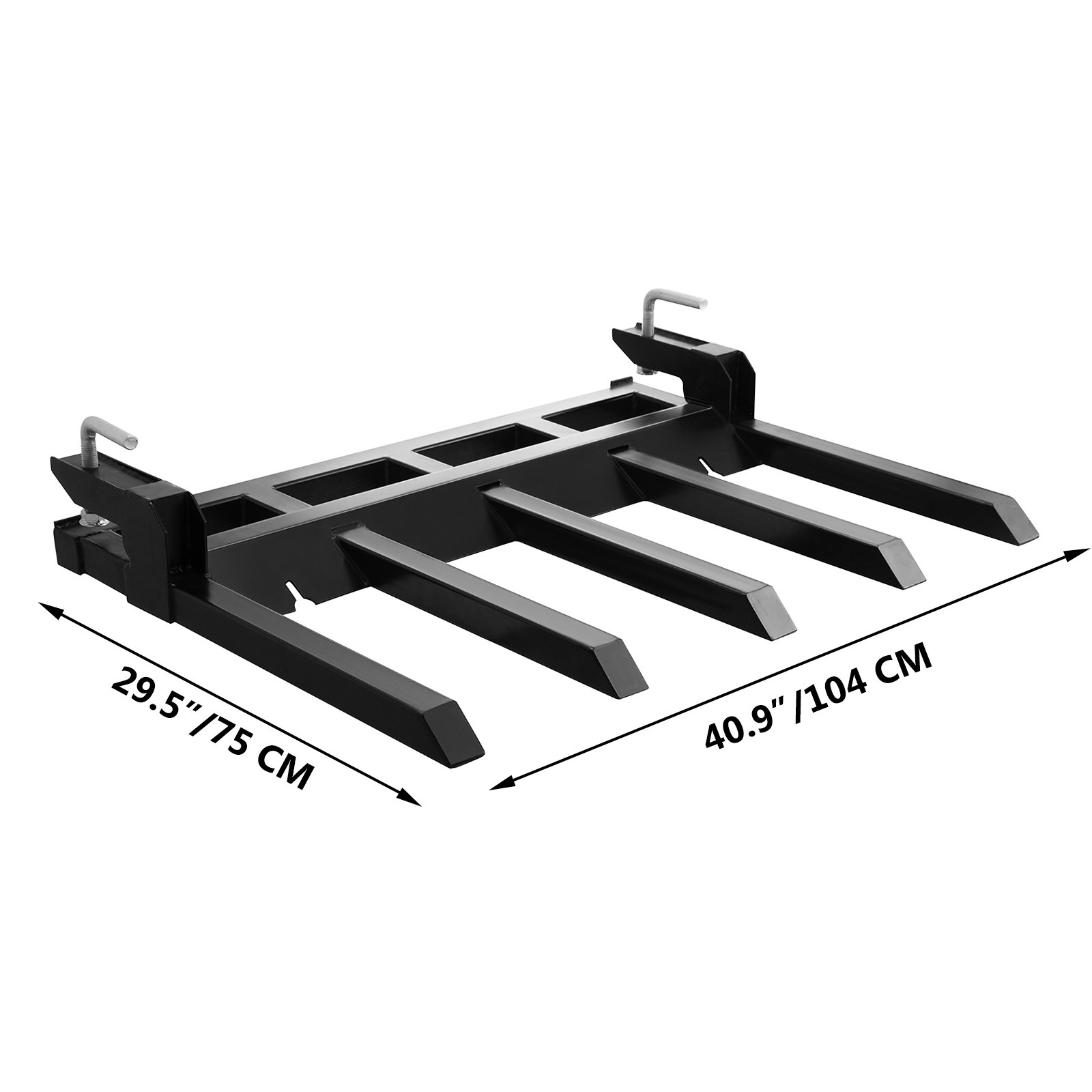 VEVOR Debris Forks for 48" Bucket, Clamp-on Forks for Tractor 2500LBS Loading Capacity, Tractor Forks Attachment for Bucket, Clamp on Debris Forks with Two Chain Holes for Materials Handling, Steel