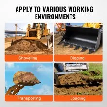 VEVOR Bucket Tooth Bar, 48'', Heavy Duty Tractor Bucket 6 Teeth Bar for Loader Tractor Skidsteer, 4560 lbs Load-Bearing Capacity Bolt On Design, for Efficient Soil Excavation and Bucket Protection