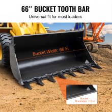 VEVOR Bucket Tooth Bar, 66'', Heavy Duty Tractor Bucket 8 Teeth Bar for Loader Tractor Skidsteer, 4560 lbs Load-Bearing Capacity Bolt On Design, για αποτελεσματική εκσκαφή εδάφους και προστασία του κάδου