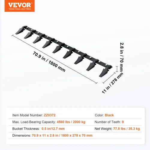 Laaduri kopa hambalatt 1800 mm, 9 hammast — pilt 7