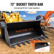 VEVOR Bucket Tooth Bar, 72'', Heavy Duty Tractor Bucket 9 Teeth Bar for Loader Tractor Skidsteer, 4560 lbs Load-Bearing Capacity Bolt On Design, για αποτελεσματική εκσκαφή εδάφους και προστασία του κάδου