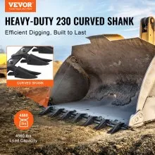VEVOR Bucket Tooth Bar, 53'', Heavy Duty Tractor Bucket Teeth Bar for Sub-Compact Tractor Loader, 4560 lbs Load-Bearing Capacity, Fits Bucket Cutting Edges Sized 1/2" or Less with No Drilling Required