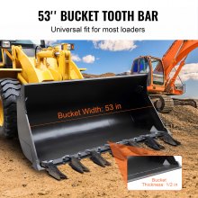 VEVOR Bucket Tooth Bar, 53'', Heavy Duty Bucket Tractor Teeth Bar for Sub-Compact Tractor Loader, φέρουσα ικανότητα 4560 lbs, Ταιριάζει σε άκρες κοπής κάδου μεγέθους 1/2" ή λιγότερο χωρίς να απαιτείται διάτρηση