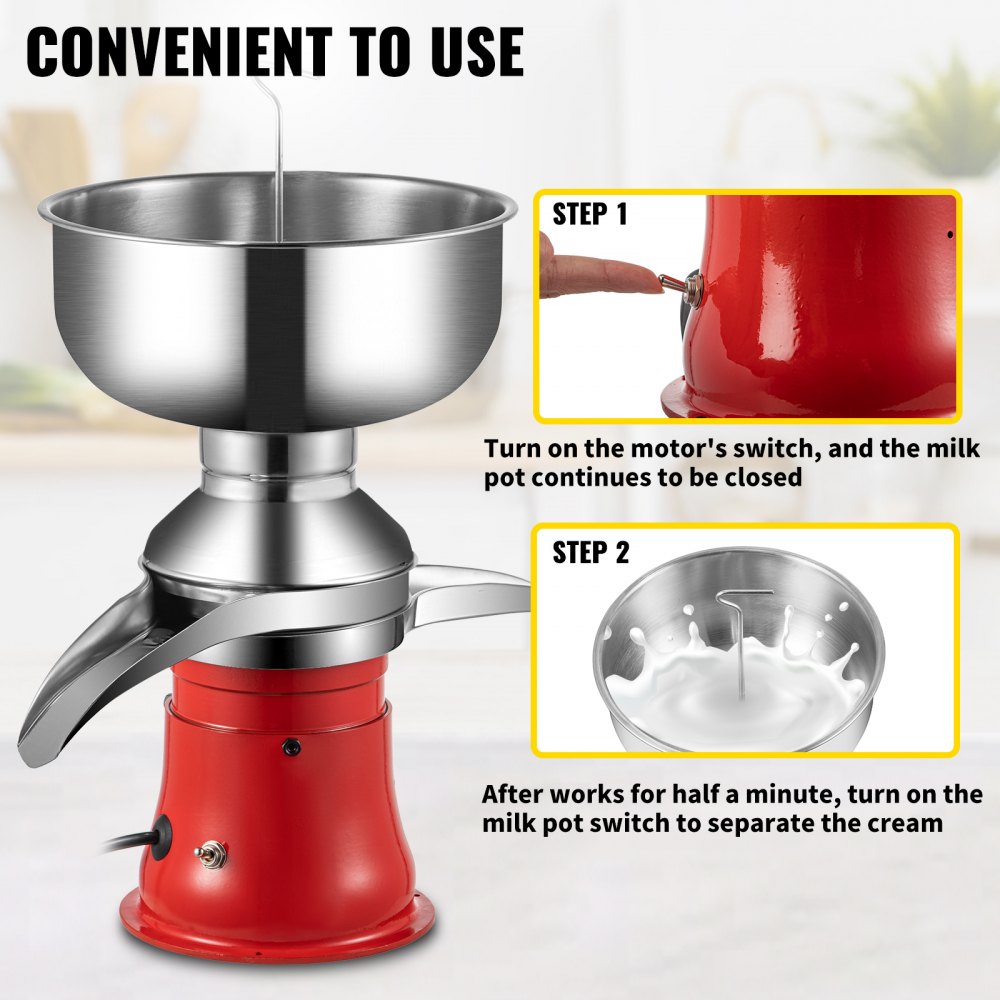 VEVOR Stainless Steel Electric Centrifugal Milk Cream Separator 100 L/H 110-240V