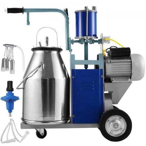 VEVOR Electric Milking Machine 1440rmp/min 10-12 Cows Per Hour Portable Agricultural Milking Machine 0.55 KW 110V with 25L 304 Stainless Steel Bucket for Cows or Sheep (for Cows and Sheep)