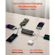 10000 mAh Power Bank Fast Charging Portable Charger External Battery 6 Outputs
