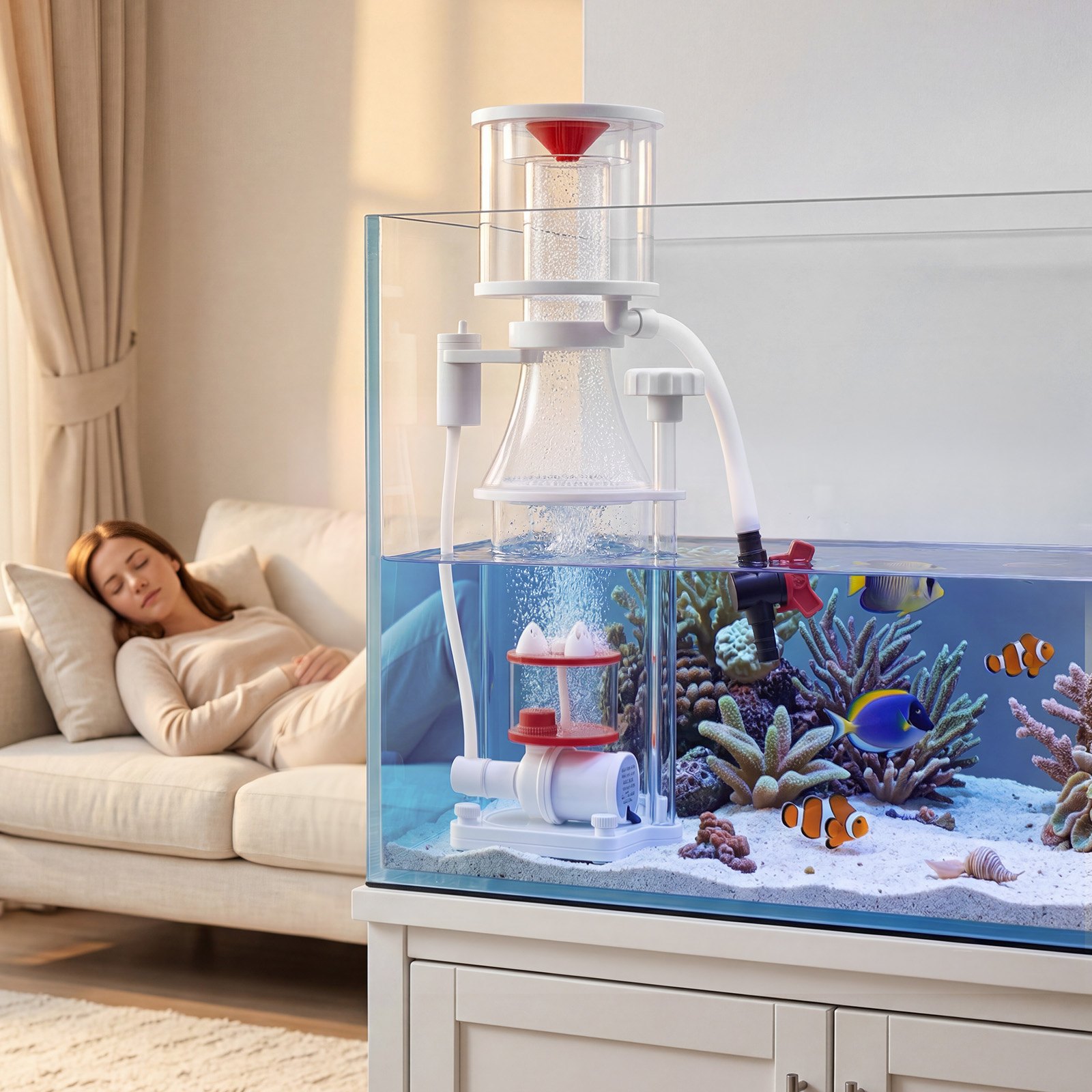 VEVOR Protein Skimmer for 200-400 L Saltwater Aquariums Internal with Pump, Protein Skimmer with DC Pinwheel Pump, Adjustable Control, Air Silencer, for 200-400 L Saltwater Aquariums & Fish Reef Tank