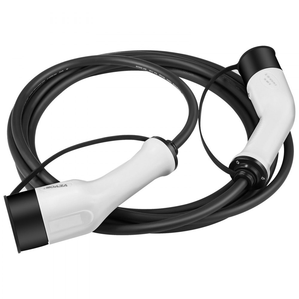 VEVOR Type 2 to Type 2 EV Charging Cable, 32Amp, 22kW 5 Meters Three Phase Electric Vehicle Car Charging Cable, IP66 Waterproof w Carry Bag, for IEC62196 EV & Plug-in Hybrid Electric Vehicle, CE&TUV