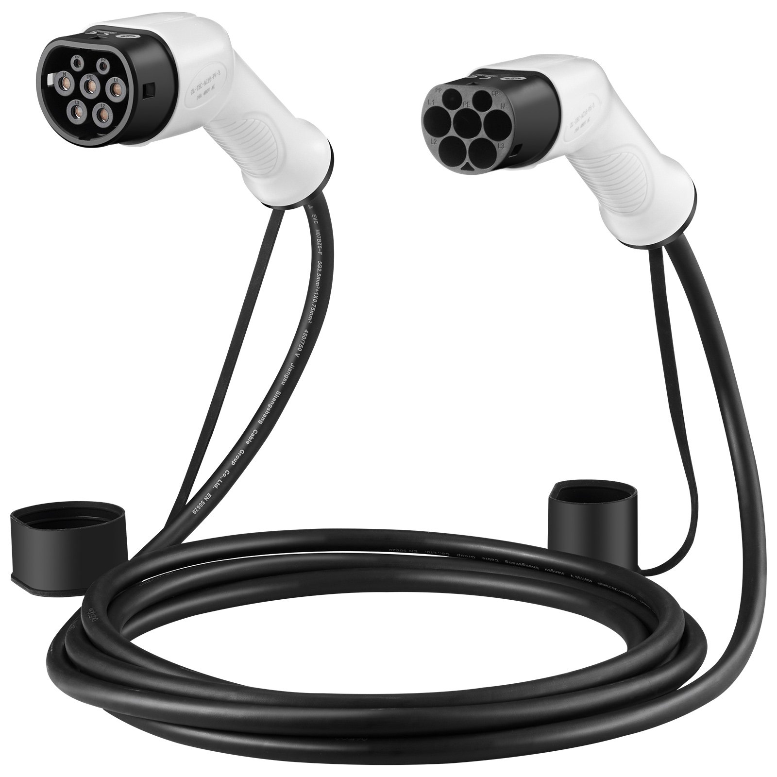 VEVOR Type 2 to Type 2 EV Charging Cable, 32Amp, 22kW 5 Meters Three Phase Electric Vehicle Car Charging Cable, IP66 Waterproof w Carry Bag, for IEC62196 EV & Plug-in Hybrid Electric Vehicle, CE&TUV