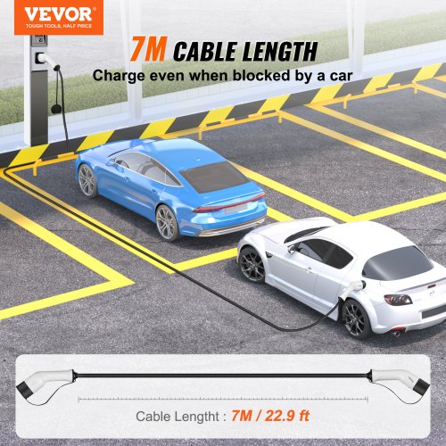 VEVOR Type 2 to Type 2 EV Charging Cable Electric Vehicle Cable 32A 7m 22kW TPU