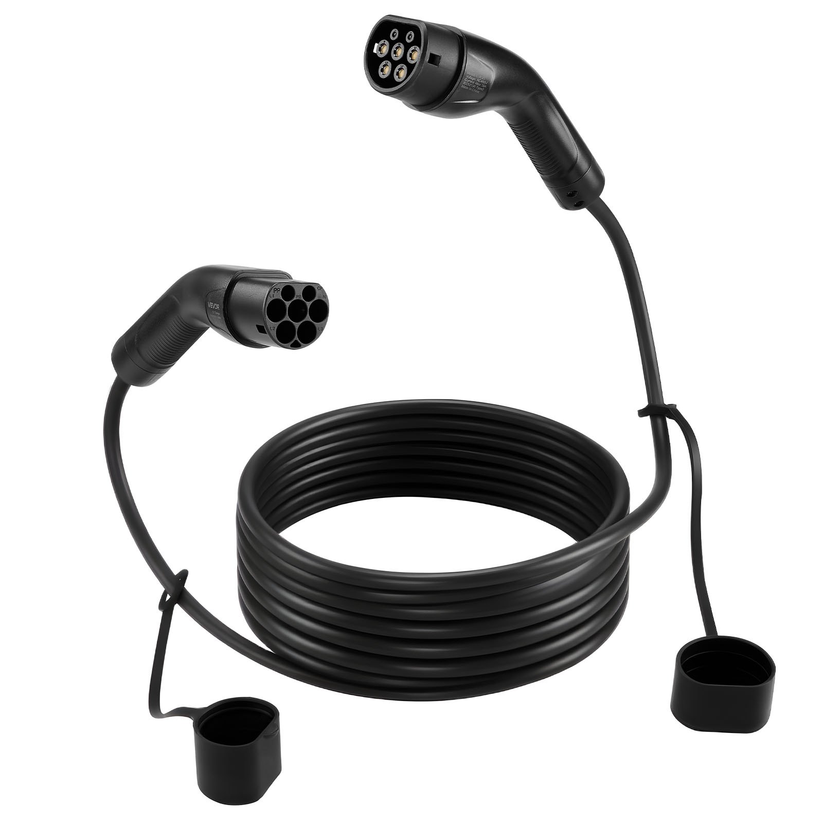 VEVOR EV Charger Extension Cable, 32Amp 10 m Max 22 kW Extension Cord Compatible with All Type 2 Electric Vehicle Chargers, 3-Phase AC 480V 50Hz IP65 Heavy Duty Car Charging Cable with Carrying Bag