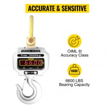 VEVOR 3000kg 6000lbs Digital Crane Scale Heavy Duty Crane Scale Aluminum Digital Hanging Scale LCD-display