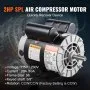 VEVOR 2HP SPL Air Compressor Electric Motor, 115/230V, 20/10 Amps, 56 Frame 3450RPM, 5/8" Keyed Shaft, 1.88" Shaft Length, Single Phase, CCW/CW (Factory Setting is CCW)