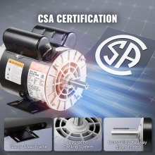 2HP SPL Air Compressor Motor 115/230V 20/10A 3450RPM 56 Frame CW/CCW Rotation (Factory Setting is CCW)
