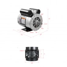 2HP SPL Air Compressor Motor 115/230V 20/10A 3450RPM 56 Frame CW/CCW Rotation (Factory Setting is CCW)