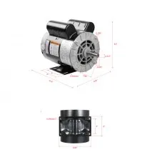 2HP SPL Air Compressor Motor 115/230V 20/10A 3450RPM 56 Frame CW/CCW Rotation (Factory Setting is CCW)