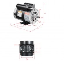 3.7HP Air Compressor Electric Motor 230V 17.2A 3450RPM 56 Frame CW/CCW Rotation (Factory Setting is CCW)