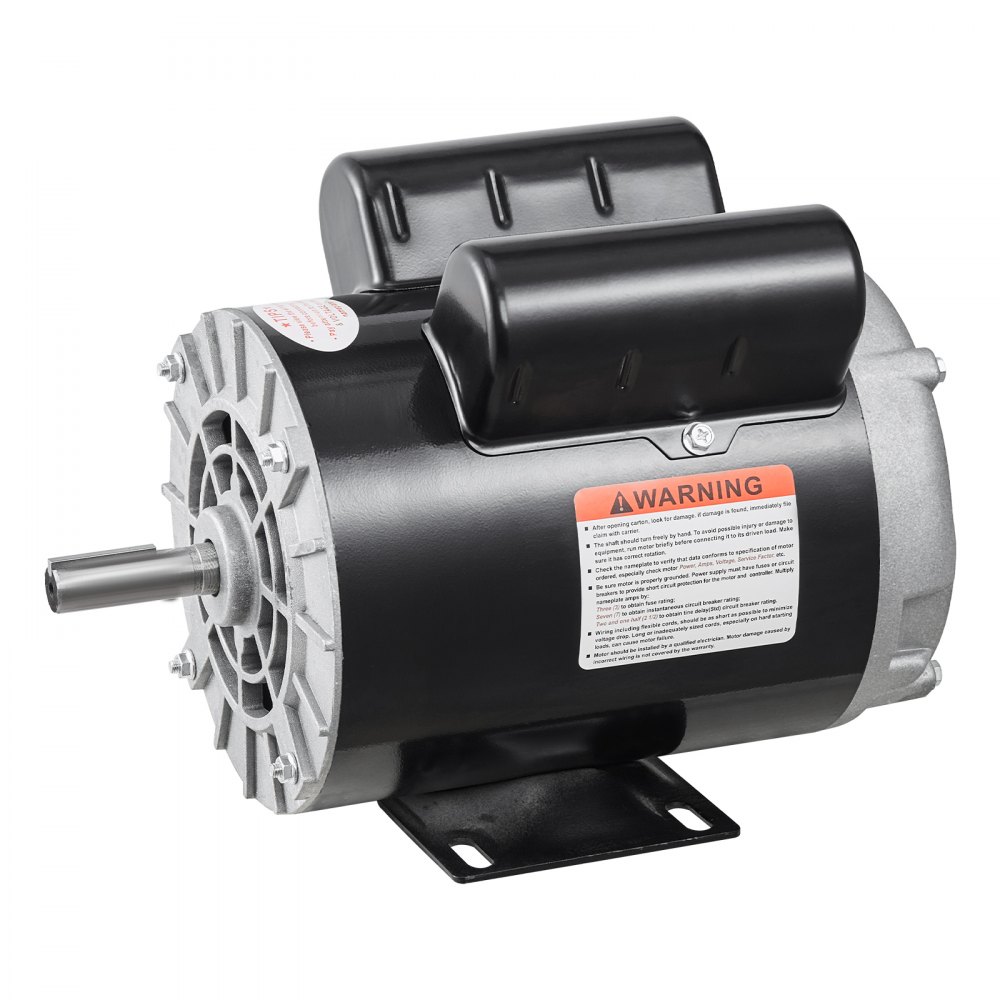 VEVOR 3HP Air Compressor Electric Motor, 230V 15.5 Amps, 56 Frame 3450RPM, 5/8" Keyed Shaft, 1.88" Shaft Length, Single Phase, CW/CCW Rotation (Factory Setting is CCW)