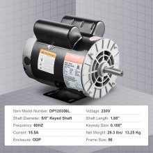 3HP Air Compressor Electric Motor 230V 15.5A 3450RPM 56 Frame CW/CCW Rotation