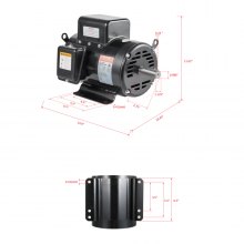 5HP Air Compressor Electric Motor 230V 25A 3450RPM 56Hz Frame CW/CCW Rotation (Factory Setting is CCW)